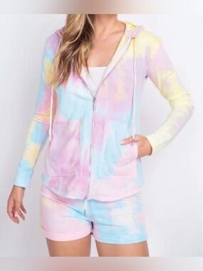 Rose Velvet 2 Piece Mint Tie Dye Lounge Set NWT